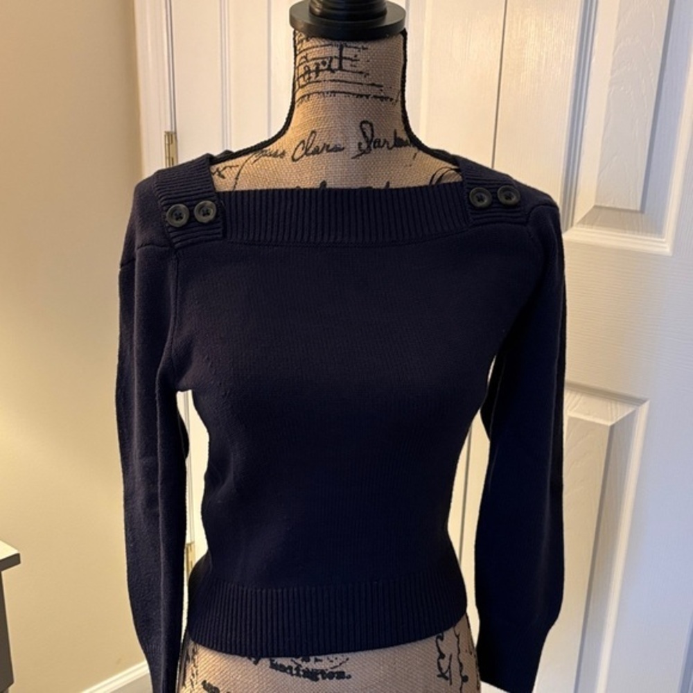 Ann Taylor Boat Neck Navy Blue Women's Sweater
